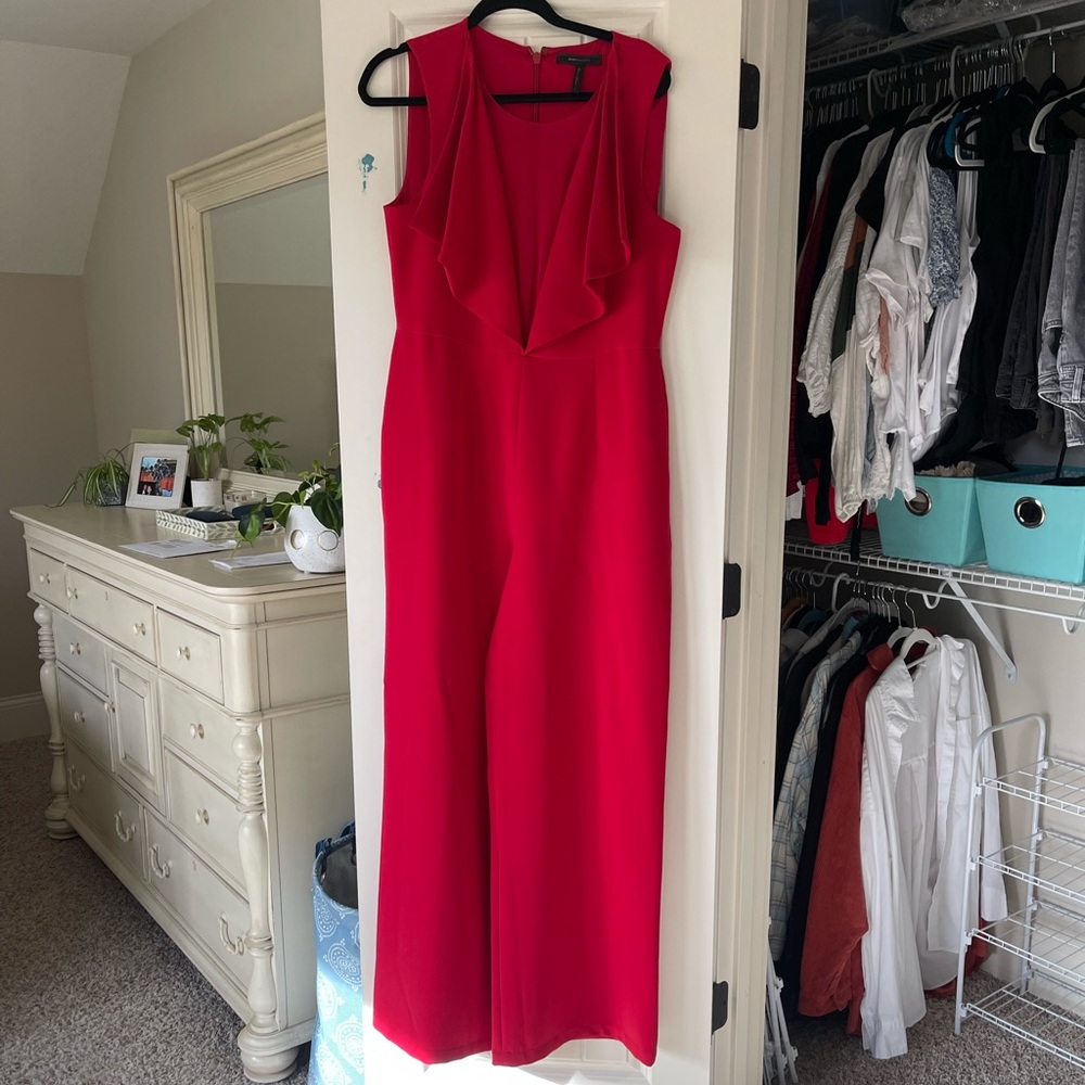 BCBG red jumpsuit with POCKETS